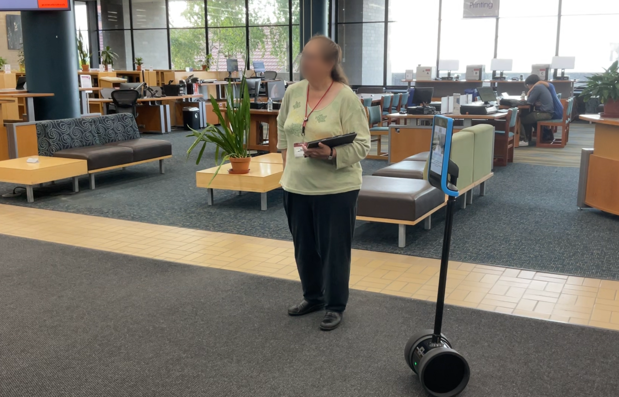 Remote robot on a university campus.